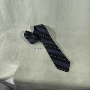 Robert Talbot Men's Navy Grey And Gold Vert Striped Hand Sewn Silk Tie 55"L 3" W